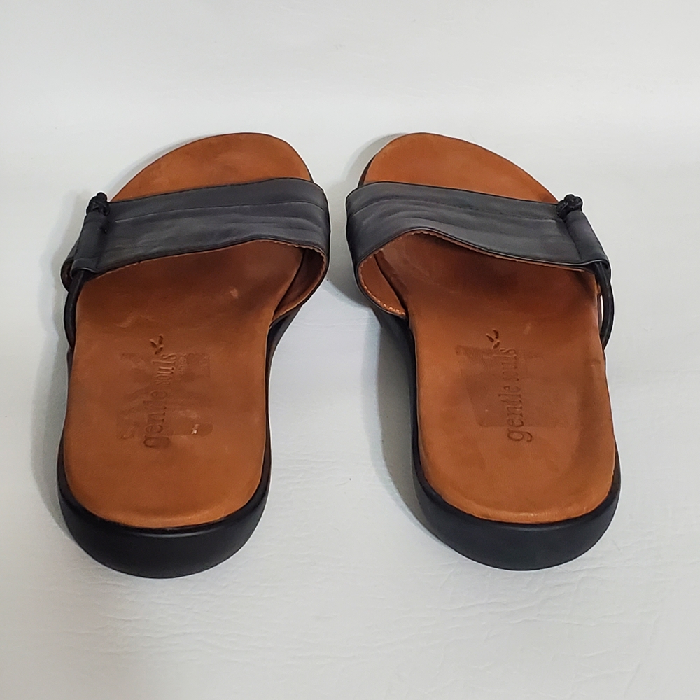 Gentle Souls Golum Kenneth Cole Black and Brown Leather Slide Sandals - Picture 4 of 9